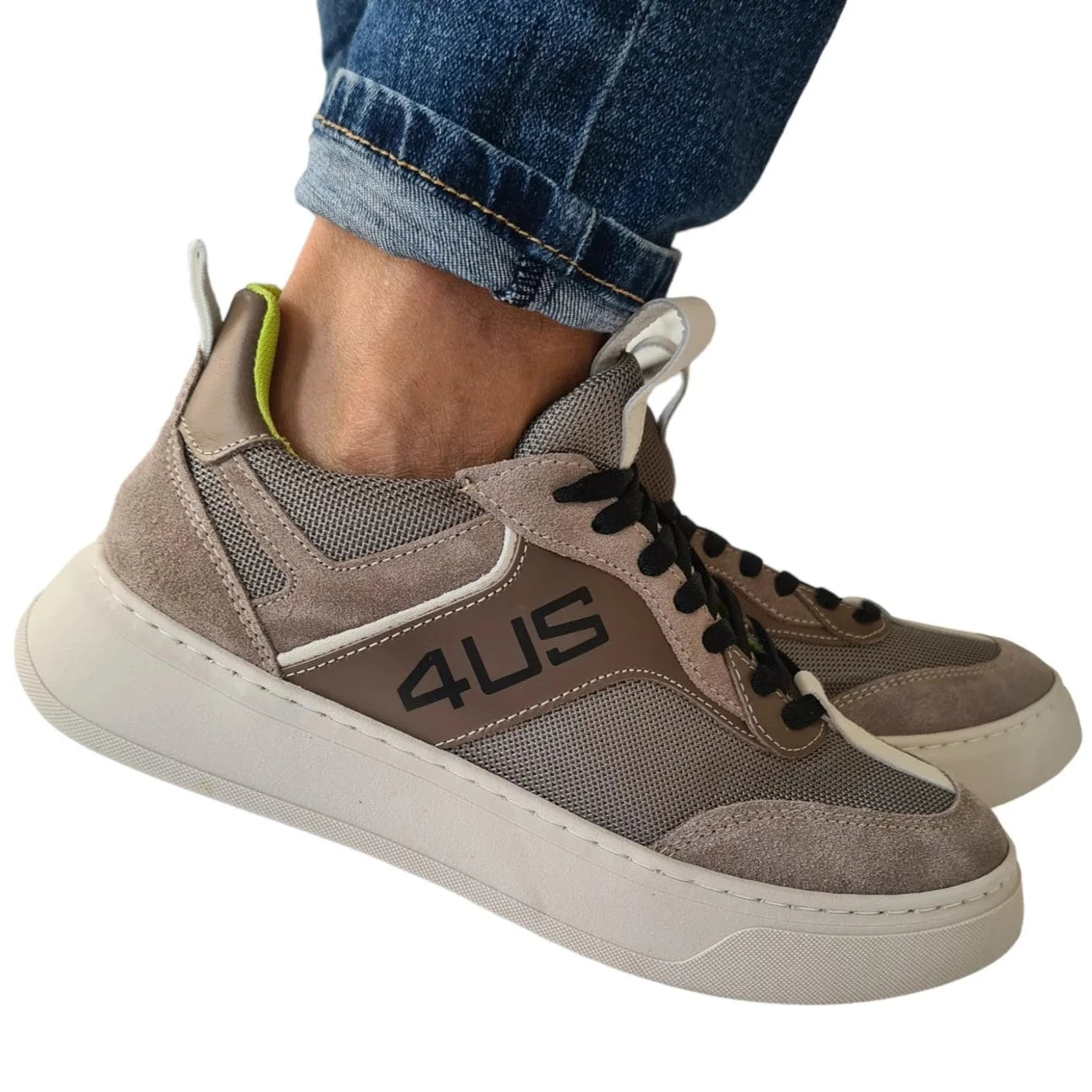 Sneakers Cesare Paciotti 4us uomo pelle e tessuto taupe