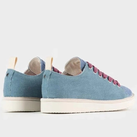 Sneakers Panchic donna lino e camoscio celeste