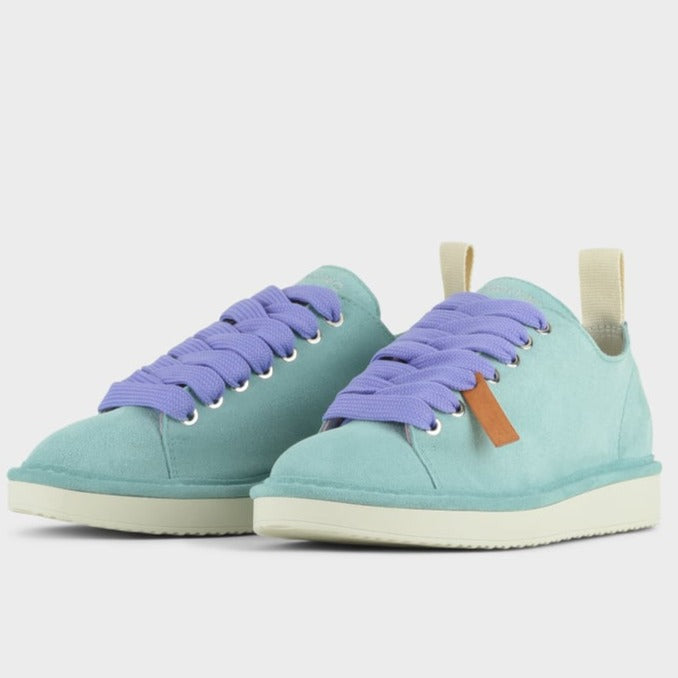 Sneakers Panchic woman suede leather acquamarine