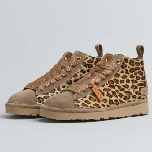Sneakers Panchic woman calf hair leather suede leopard