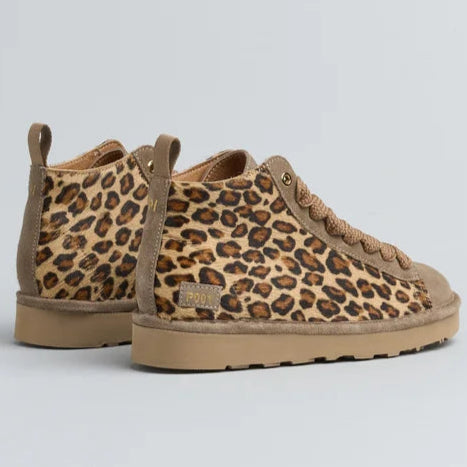 Sneakers Panchic woman calf hair leather suede leopard
