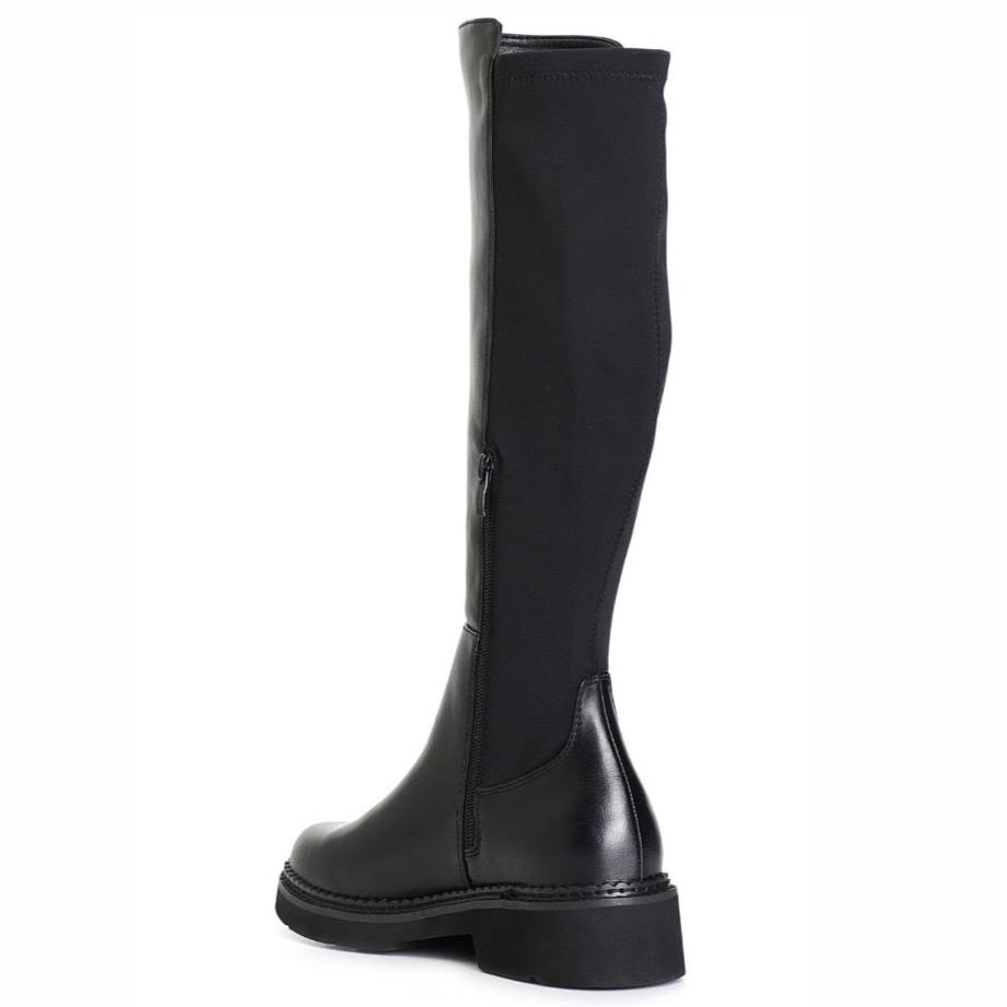 Stivale alto CafèNoir donna pelle nero con elastico