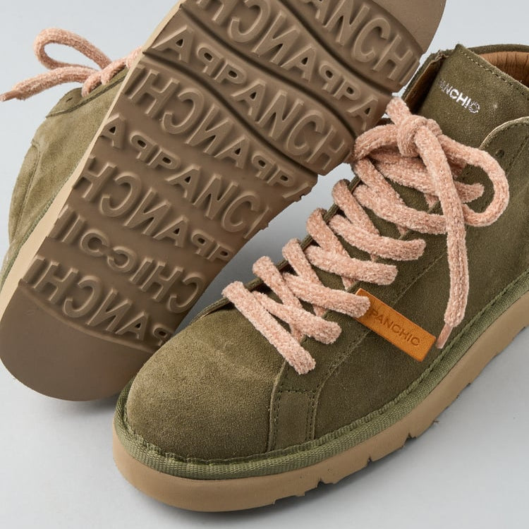 Polacchino Panchic donna camoscio verde militare suola platform