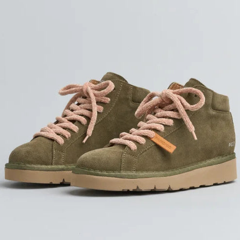 Polacchino Panchic donna camoscio verde militare suola platform