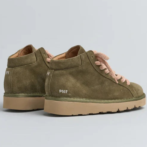 Polacchino Panchic donna camoscio verde militare suola platform