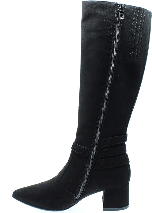 Stivali alti NeroGiardini donna camoscio nero inserti fibia