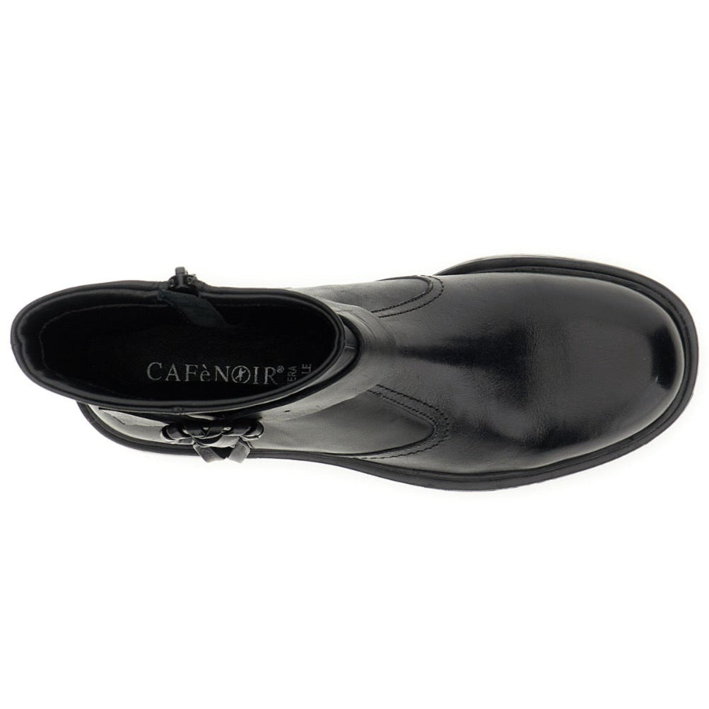 Ankle boots CafèNoir woman black leather buckle