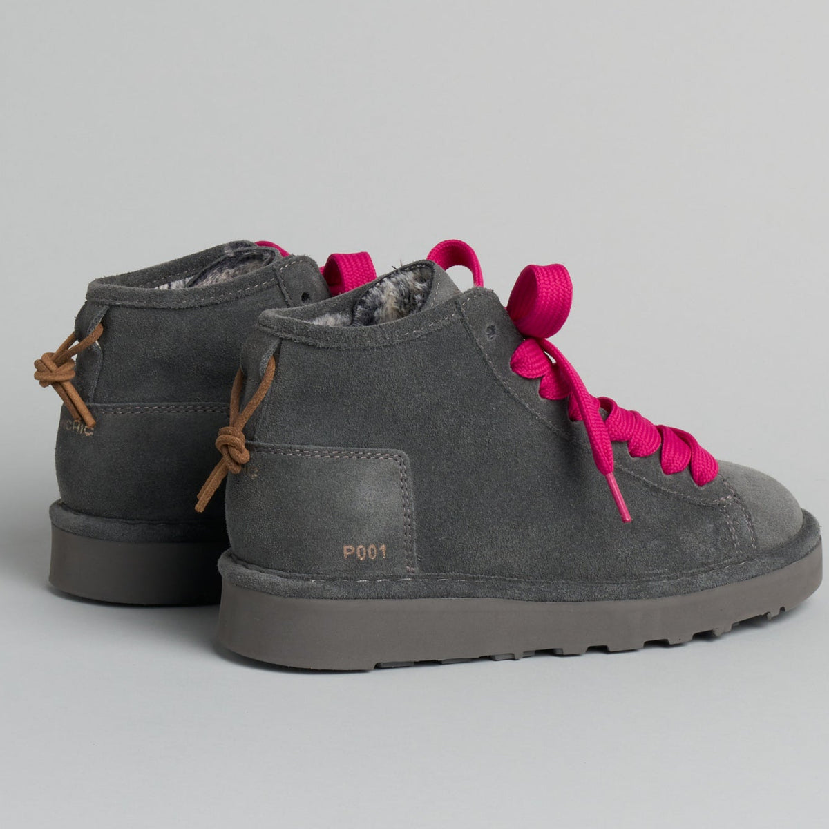 Sneakers Panchic woman anthracite suede lined fur