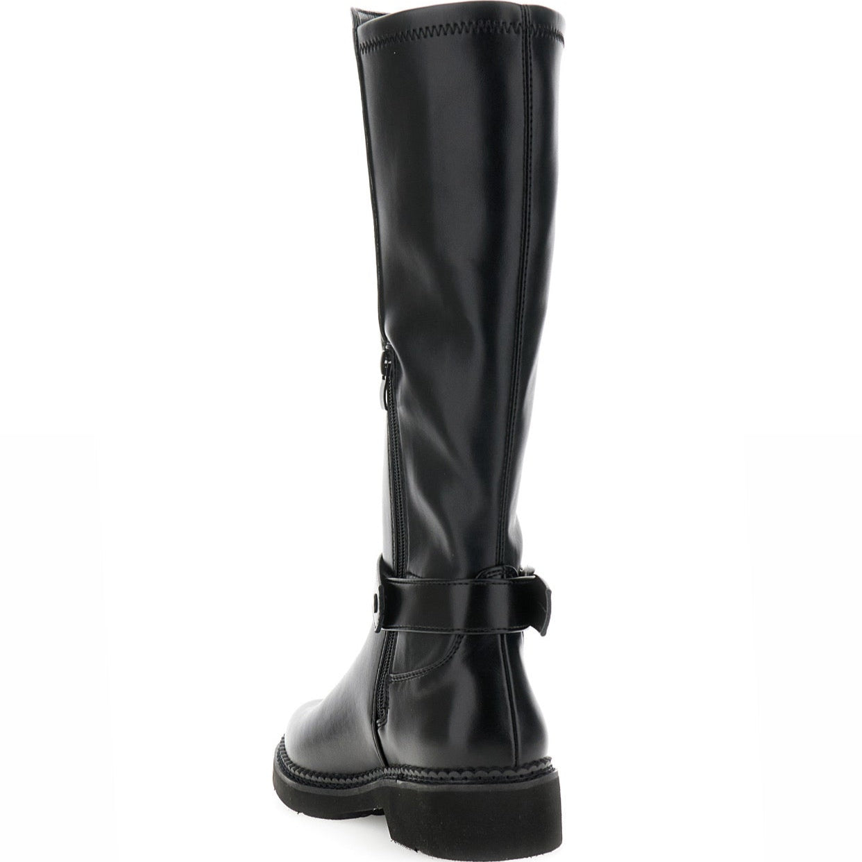 High boots CafèNoir woman black eco-leather logo inserts