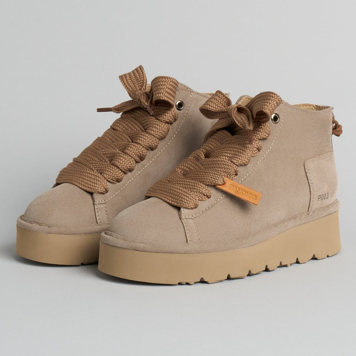 Sneakers Panchic woman walnut suede leather platform sole