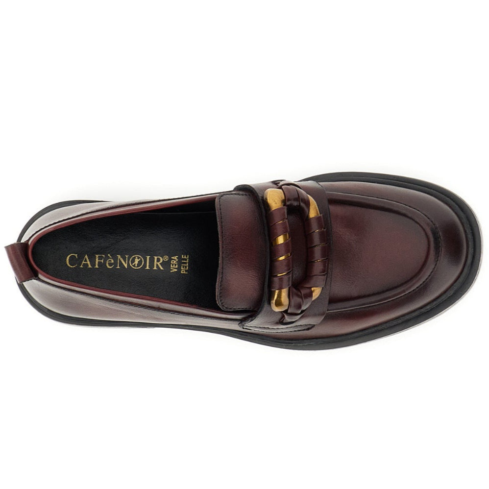 Loafers CafèNoir woman burgundy leather buckle