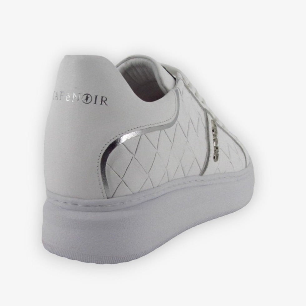 Sneakers CafèNoir donna pelle bianco trama intreccio
