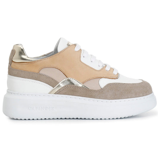 Sneakers CafèNoir woman beige leather and suede