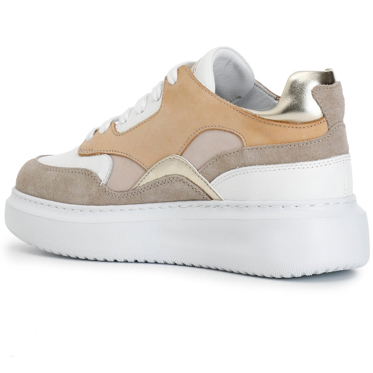 Sneakers CafèNoir woman beige leather and suede