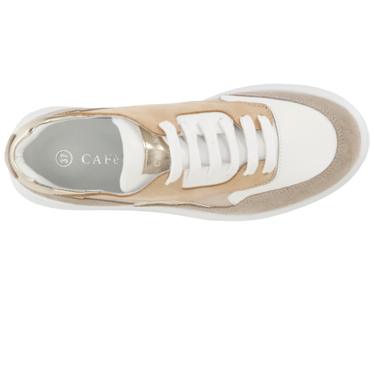 Sneakers CafèNoir woman beige leather and suede