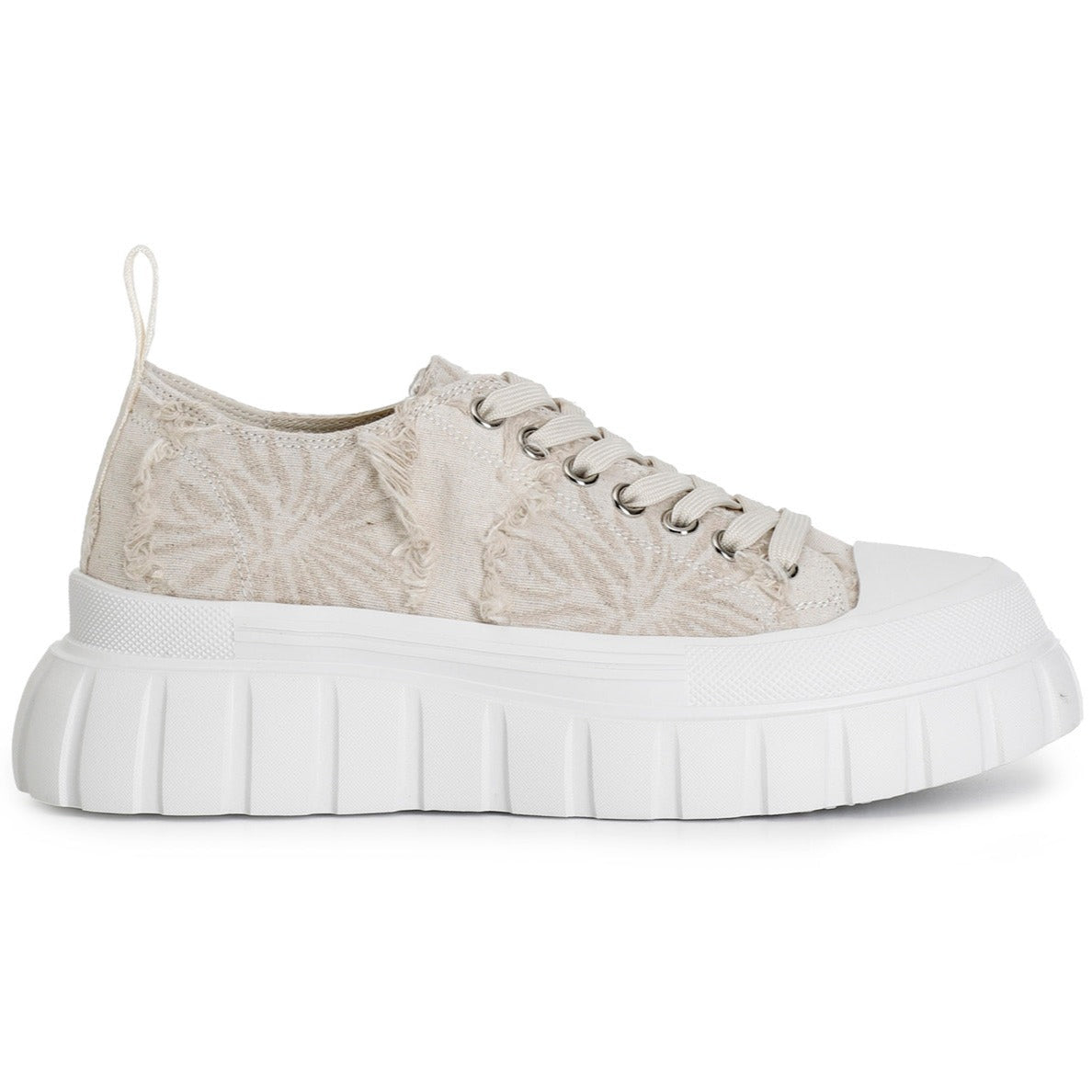 Sneakers CafèNoir donna tessuto beige con pizzo
