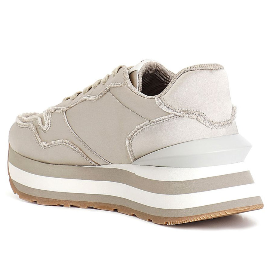 Sneakers CafèNoir donna tessuto sfrangiato champagne