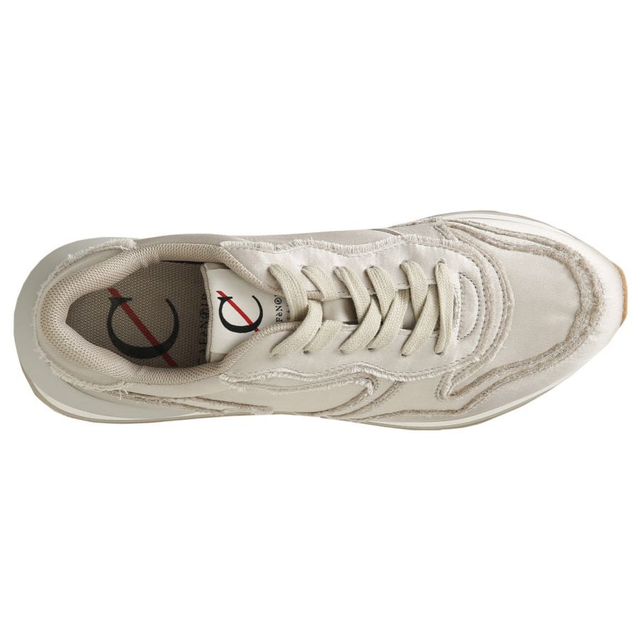 Sneakers CafèNoir donna tessuto sfrangiato champagne