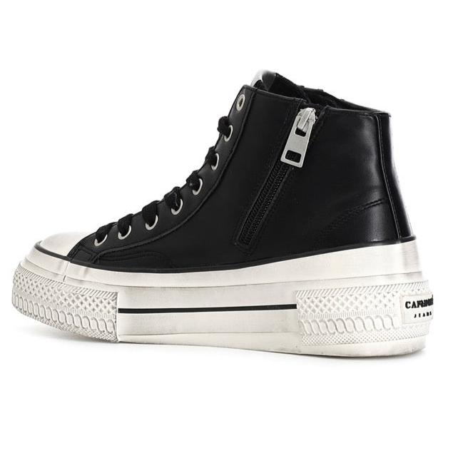 Sneakers CafèNoir donna ecopelle nero doppia zip