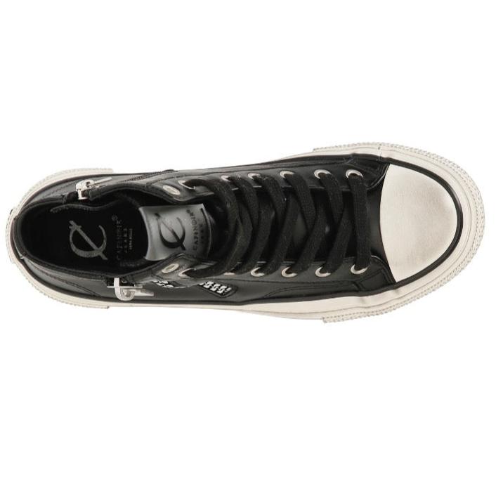 Sneakers CafèNoir donna ecopelle nero doppia zip