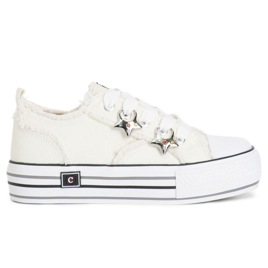 Sneakers CafèNoir woman white colored stars inserts