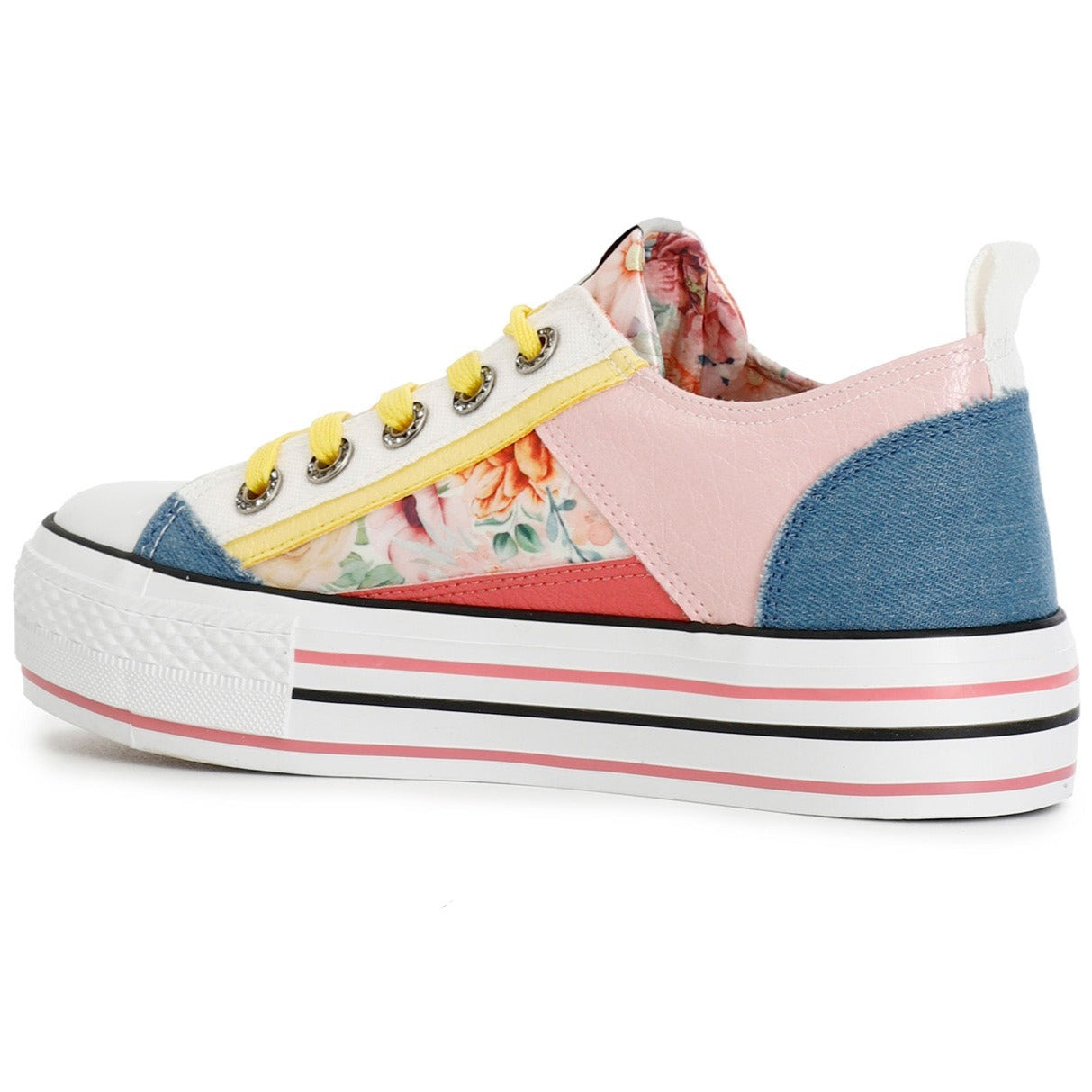 Sneakers CafèNoir donna tessuto multi colore rosa e jeans