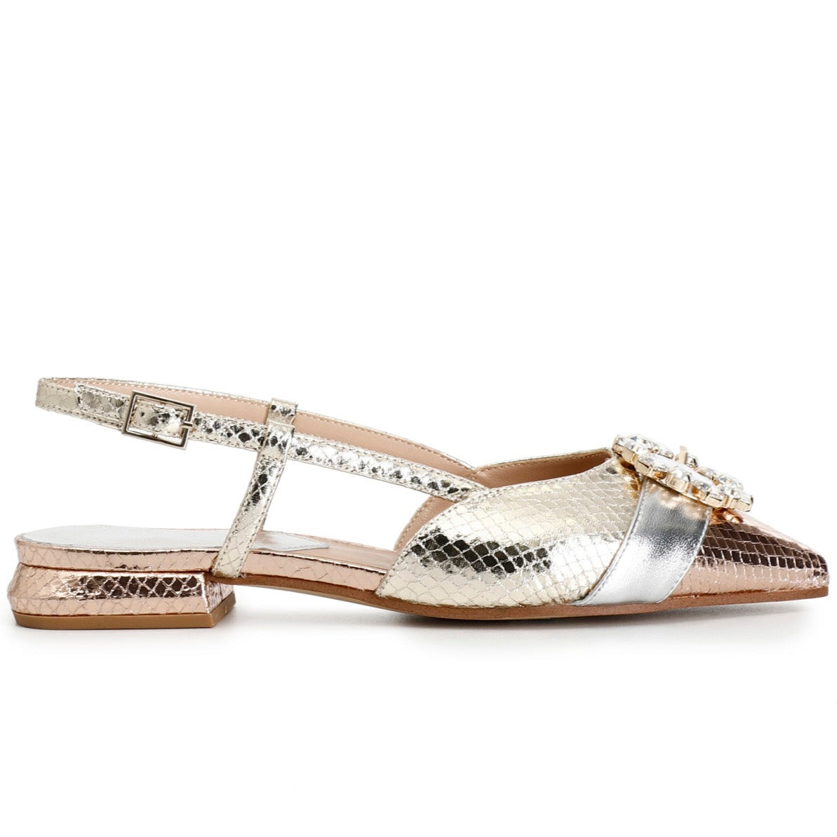 Slingback CafèNoir donna pelle multi platino