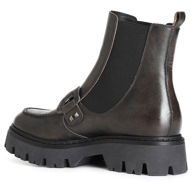 Ankle Boots CafèNoir woman grey leather application and elastic