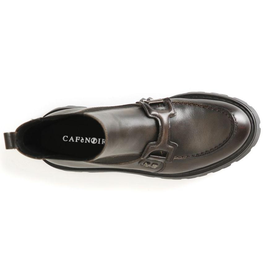 Ankle Boots CafèNoir woman grey leather application and elastic