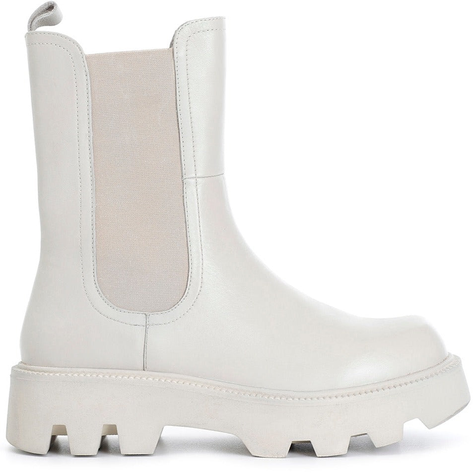 Boots CafèNoir woman off white leather side elastic