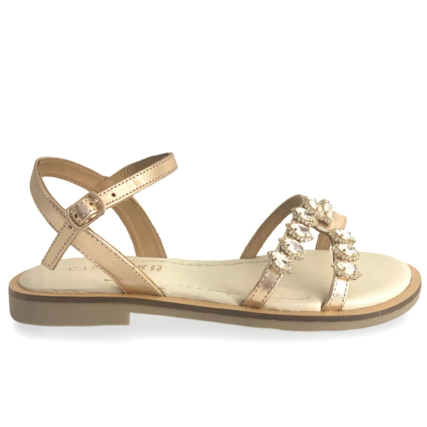 Sandali CafèNoir donna pelle oro rosa pietre