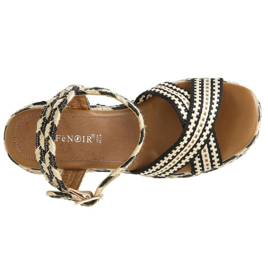 Sandals wedge CafèNoir woman ethnic fabric