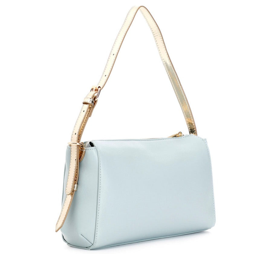 Borsa mini CafèNoir azzurro dettagli oro