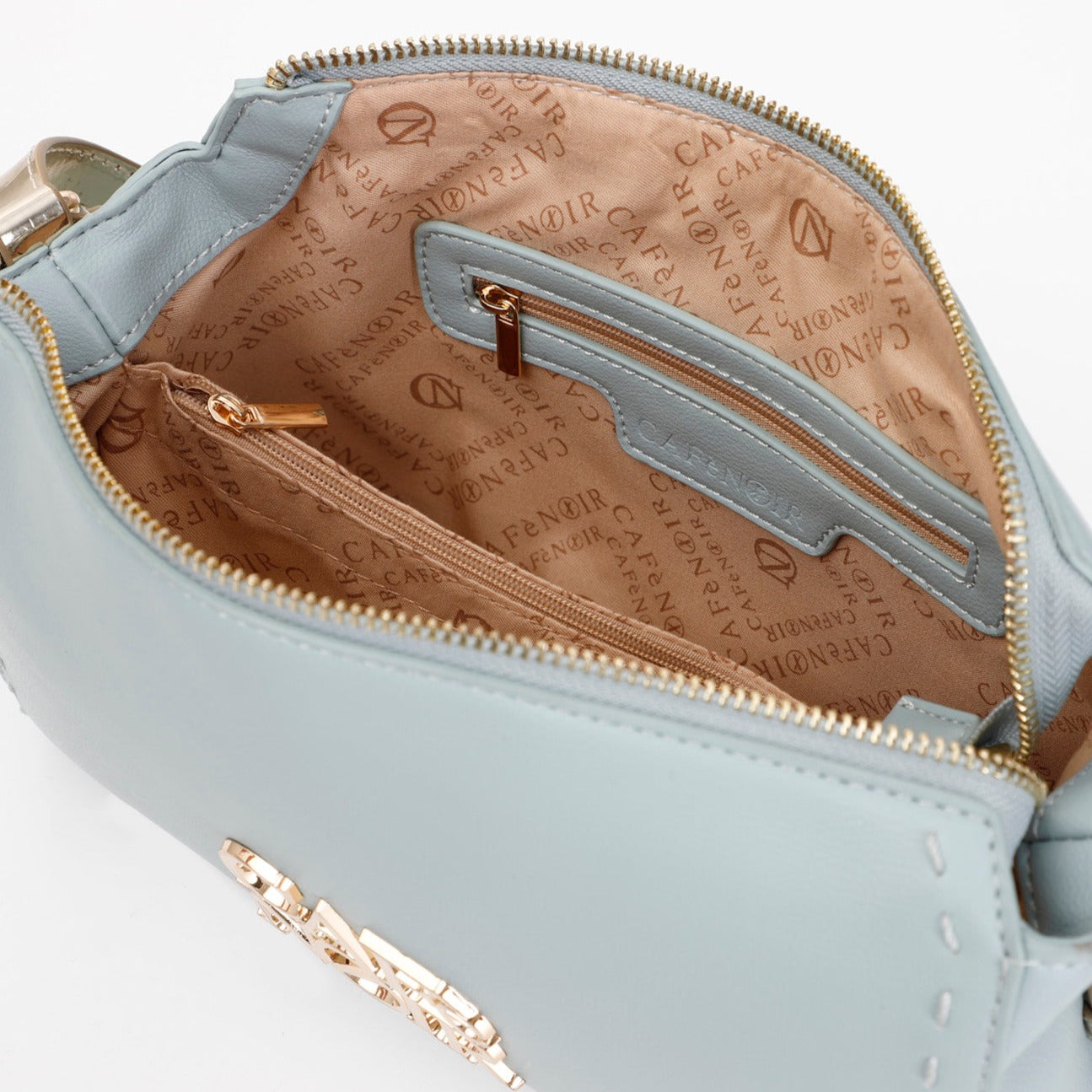 Borsa mini CafèNoir azzurro dettagli oro