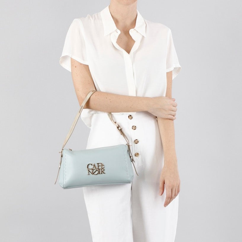 Borsa mini CafèNoir azzurro dettagli oro