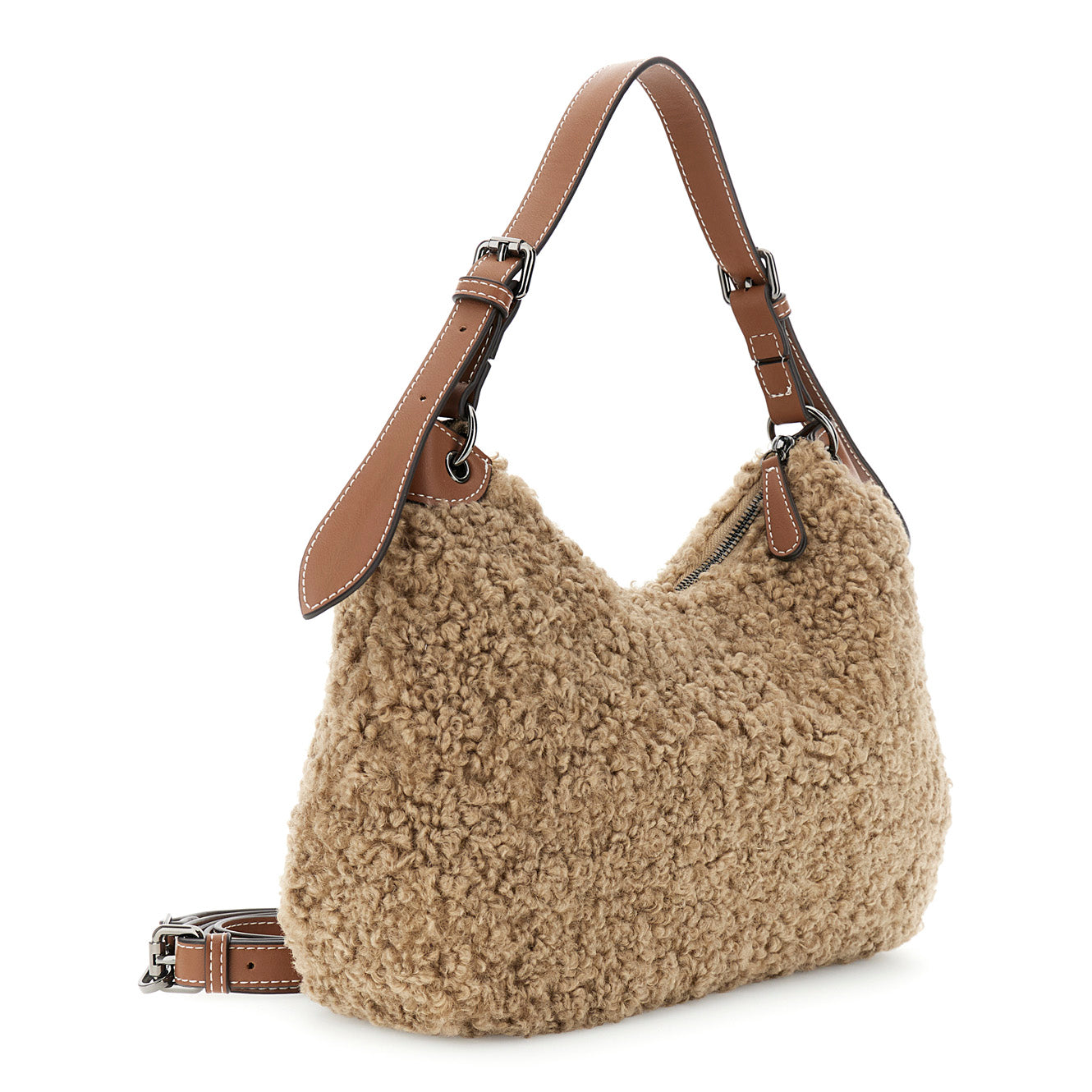 Soft shoulder bag CafèNoir woman camel eco-fur