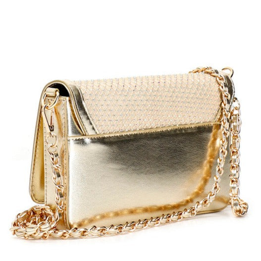 Clutch bag CafèNoir gold strass details