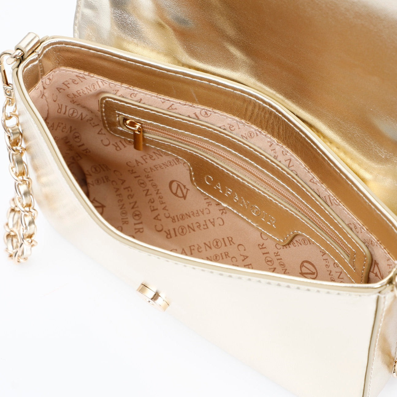Clutch bag CafèNoir gold strass details