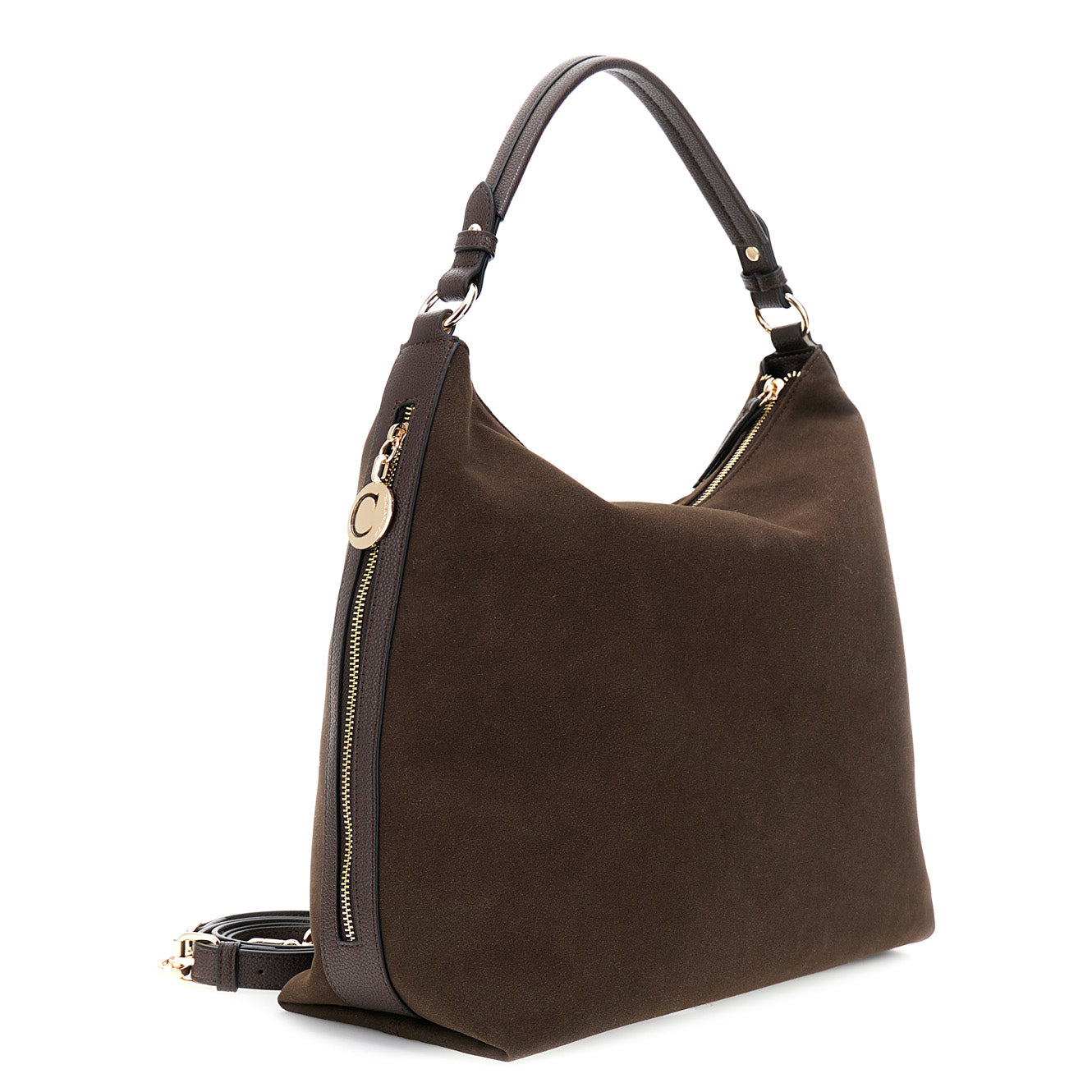 Medium satchel bag CafèNoir woman brown eco suede leather