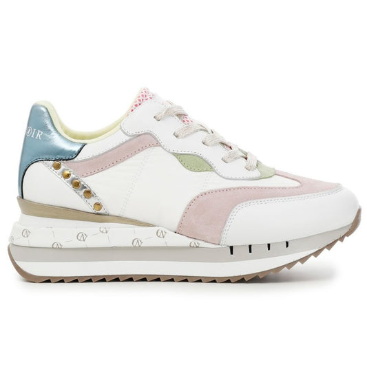 Sneakers CafèNoir woman white and light pink leather