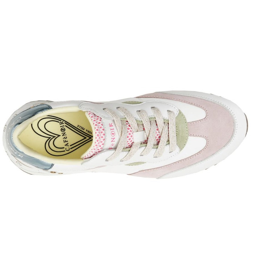 Sneakers CafèNoir woman white and light pink leather