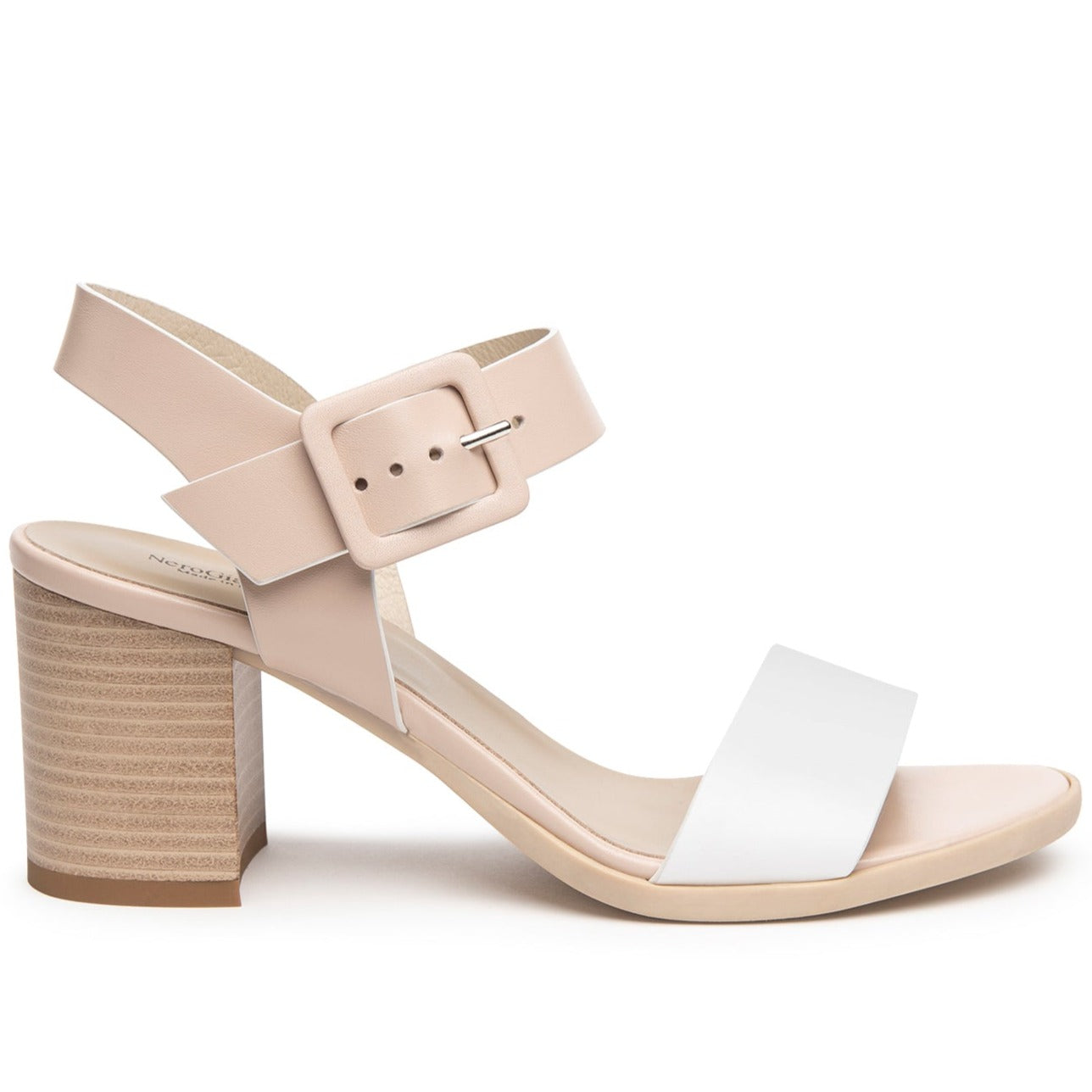 Sandals NeroGiardini women white and pink leather heel