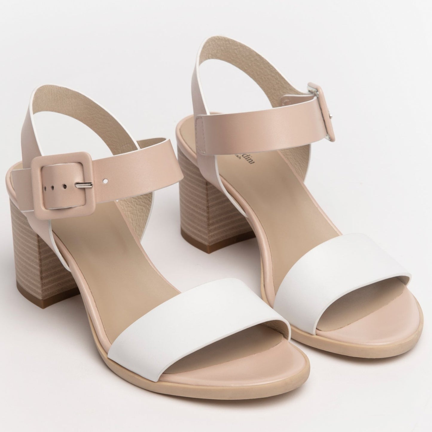 Sandals NeroGiardini women white and pink leather heel