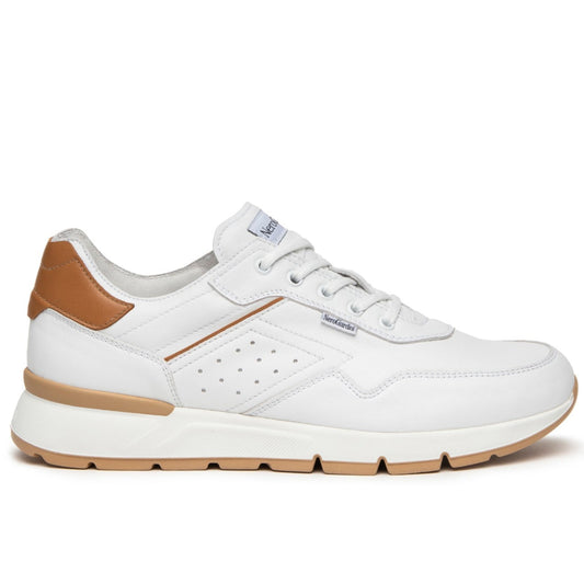 Sneakers NeroGiardini man white leather brown inserts