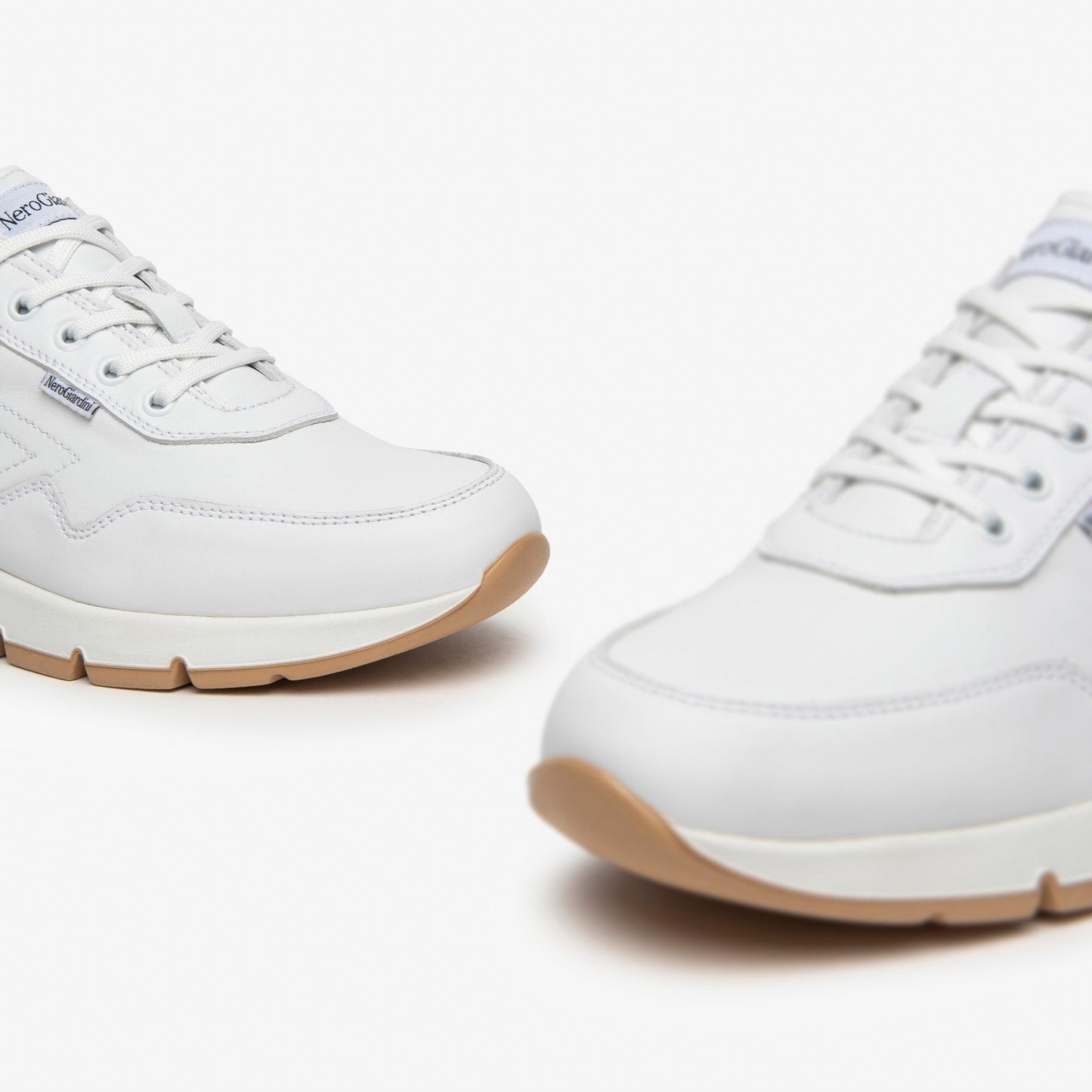Sneakers NeroGiardini uomo pelle bianco inserti cuoio