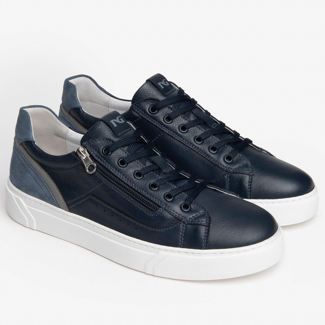 Sneakers NeroGiardini uomo pelle blu zip