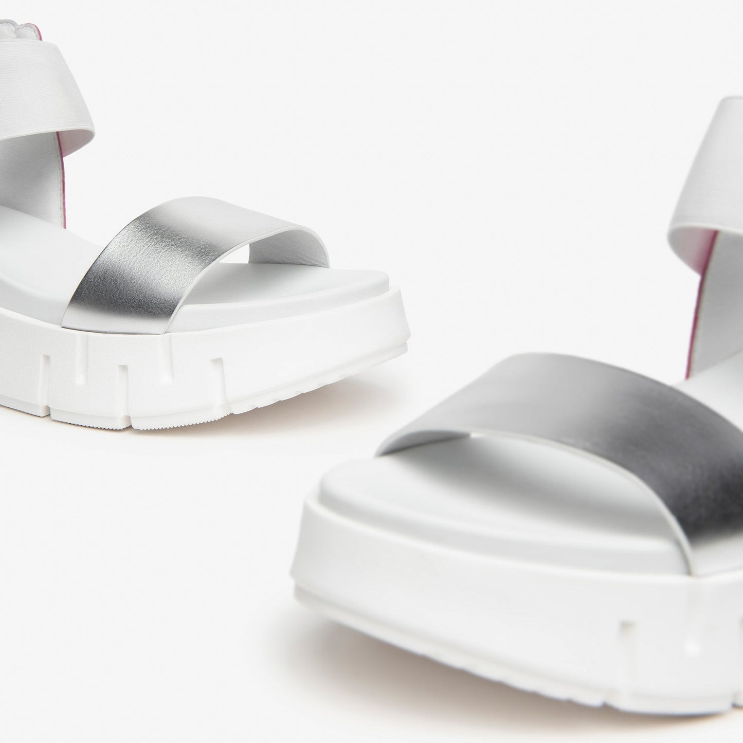 Sandals NeroGiardini women white and pink leather