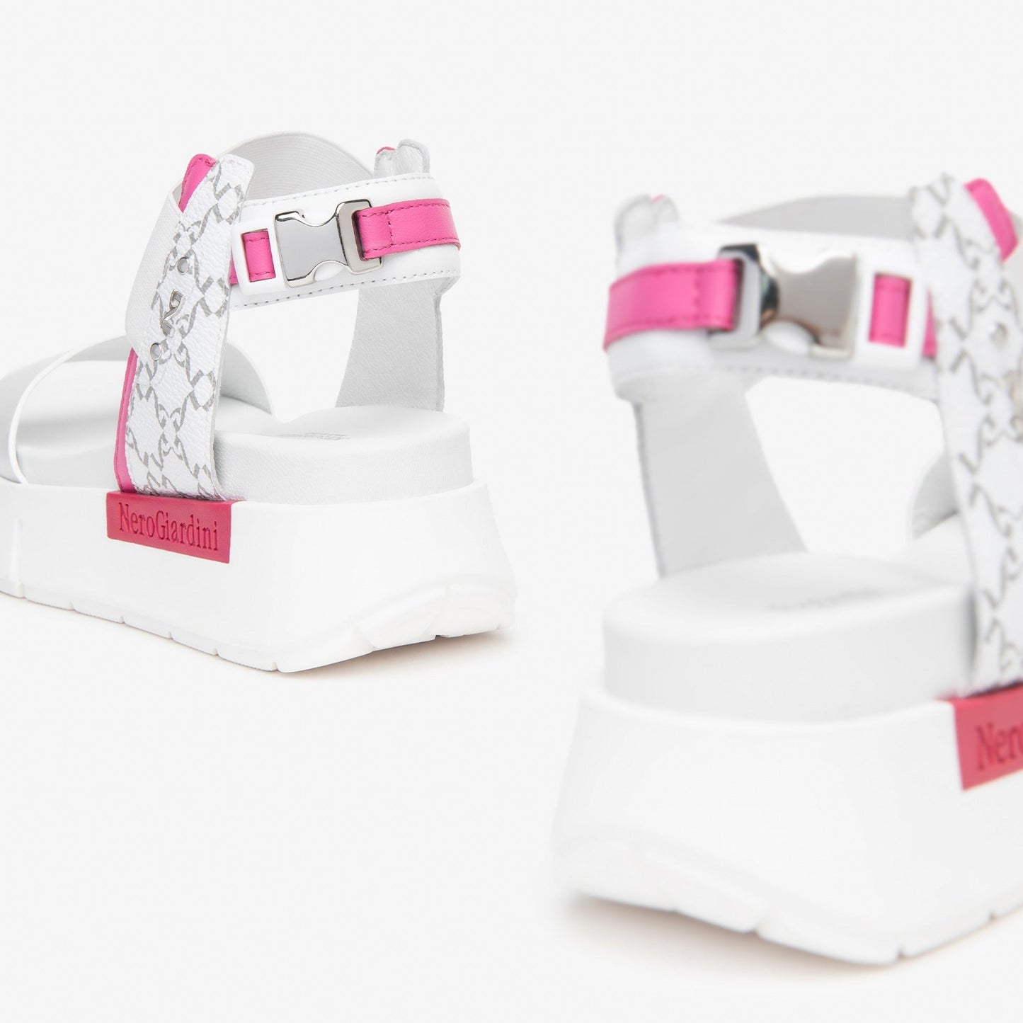 Sandals NeroGiardini women white and pink leather