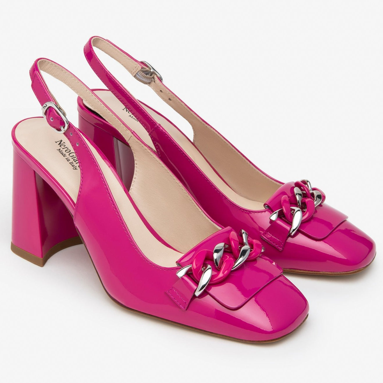 Slingback loafers NeroGiardini woman patent pink leather