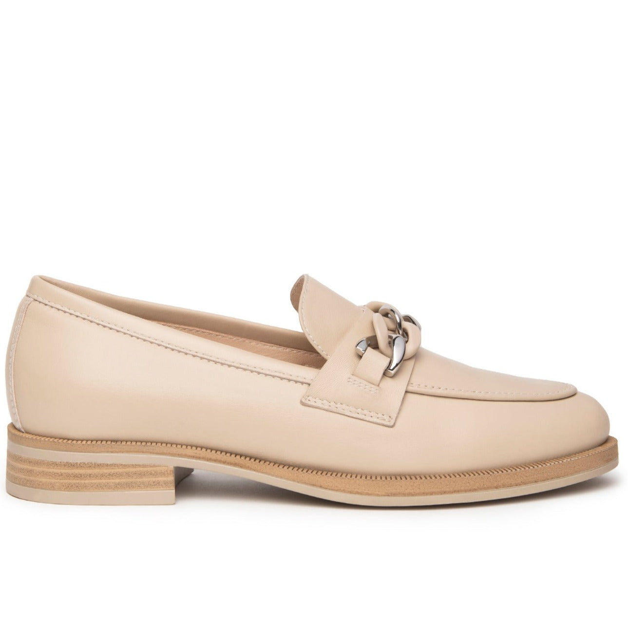 Loafers NeroGiardini woman nappa beige leather chain insert